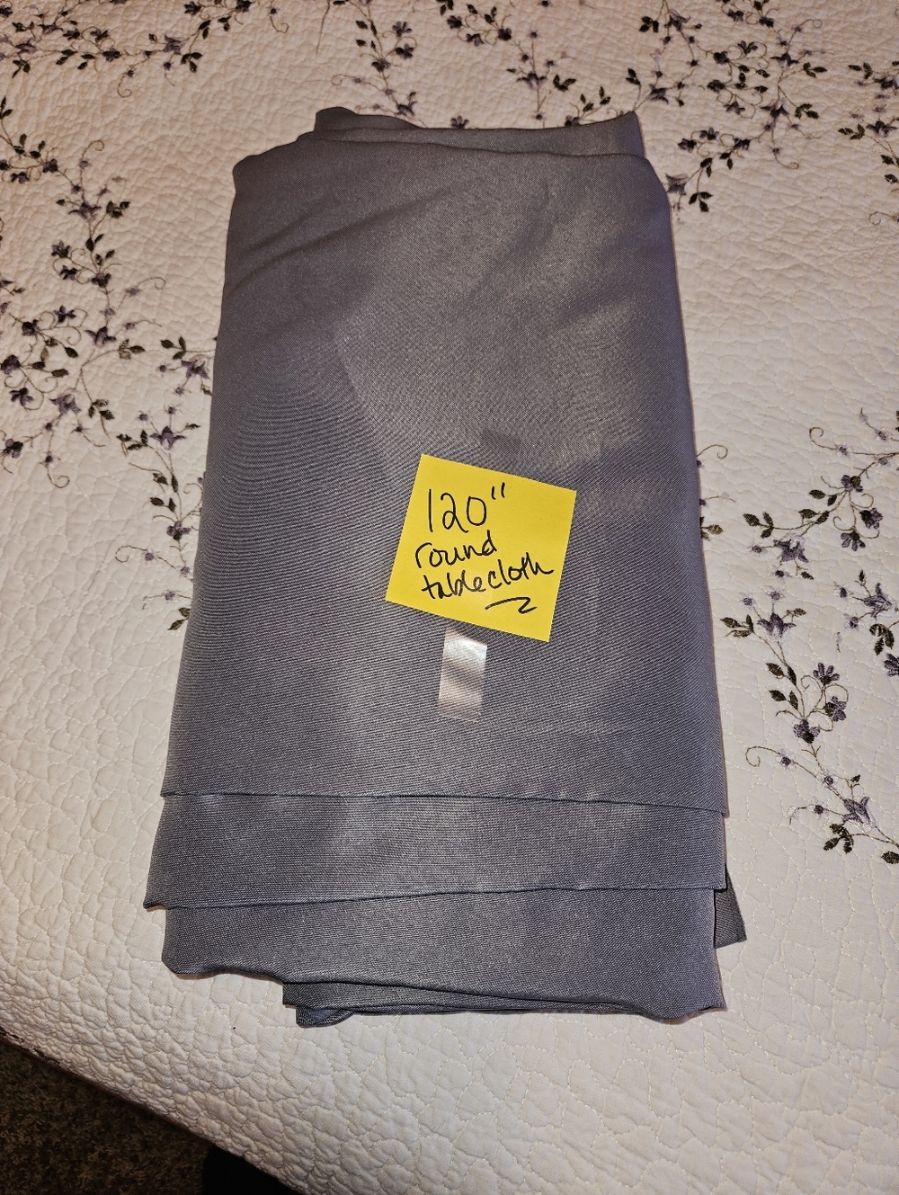 Gray 120" Round Tablecloth - Solid Satin-Look